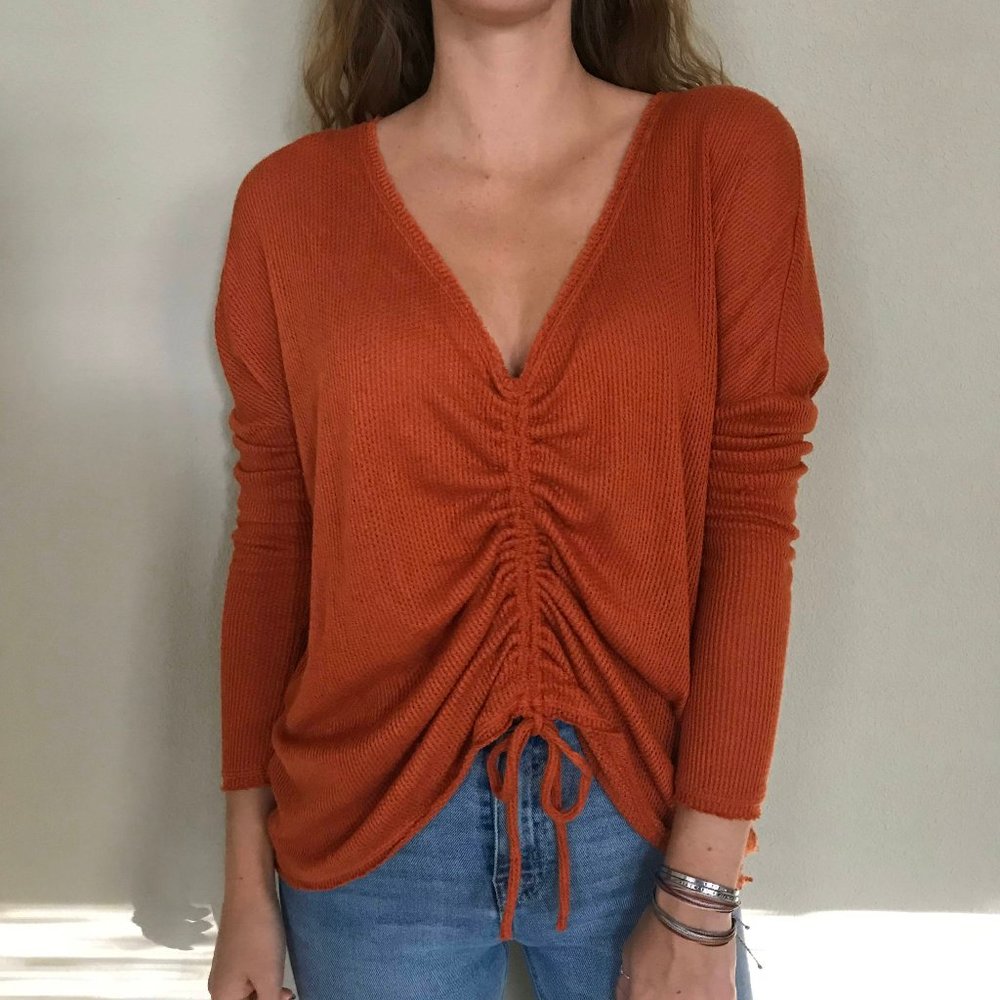 Out From Under Dalis Ruched V-Neck Thermal Top